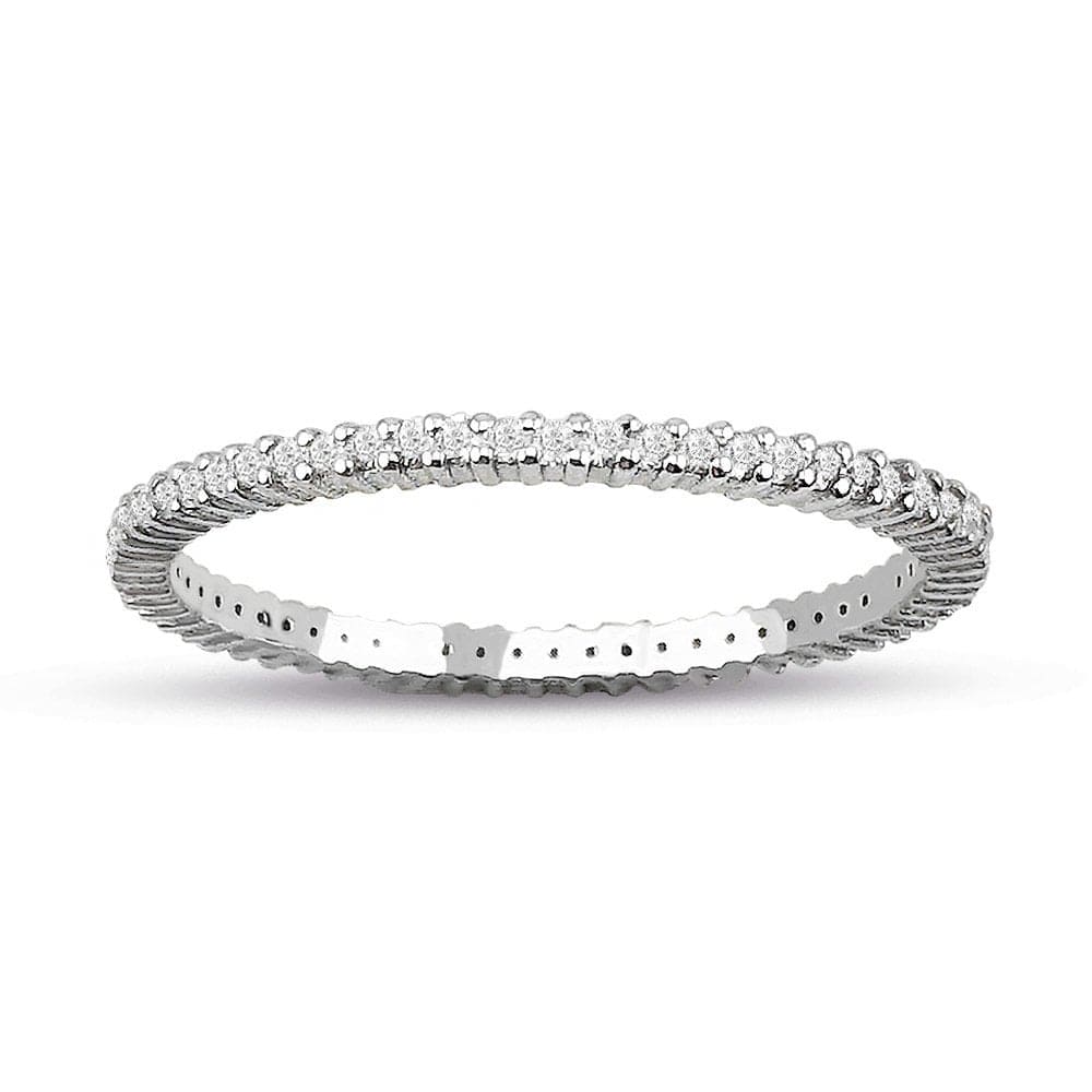 Дамска халка от бяло злато с диаманти